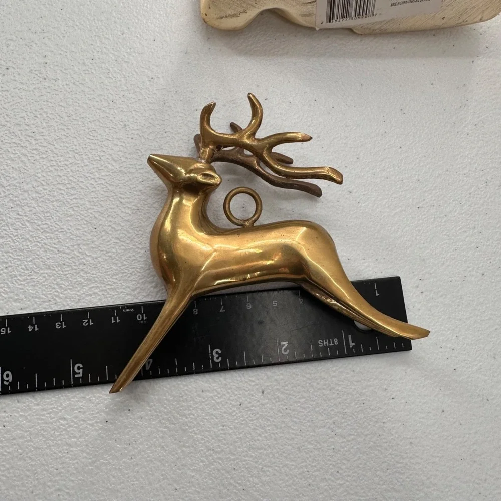 Gold & Brass Reindeer Figurines Set Of‎ 3 Holiday Decor Greenbrier International